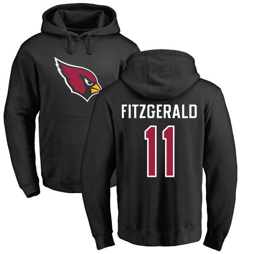 Arizona Cardinals Men Black Larry Fitzgerald Name And Number Logo NFL Football #11 Pullover Hoodie Sweatshirts->nfl t-shirts->Sports Accessory